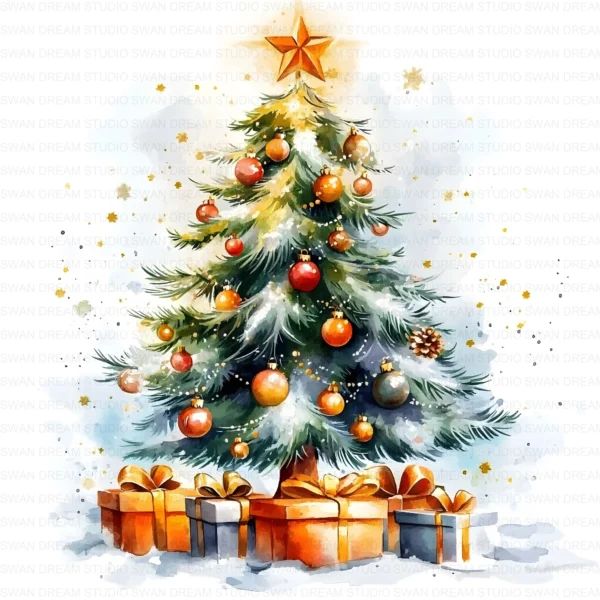 ClipartD25L_t5 Whimsical Christmas Trees Holiday Winter Clipart Bundle Printable JPG Card Making Paper Craft Junk Journal Scrapbooking Digital Download