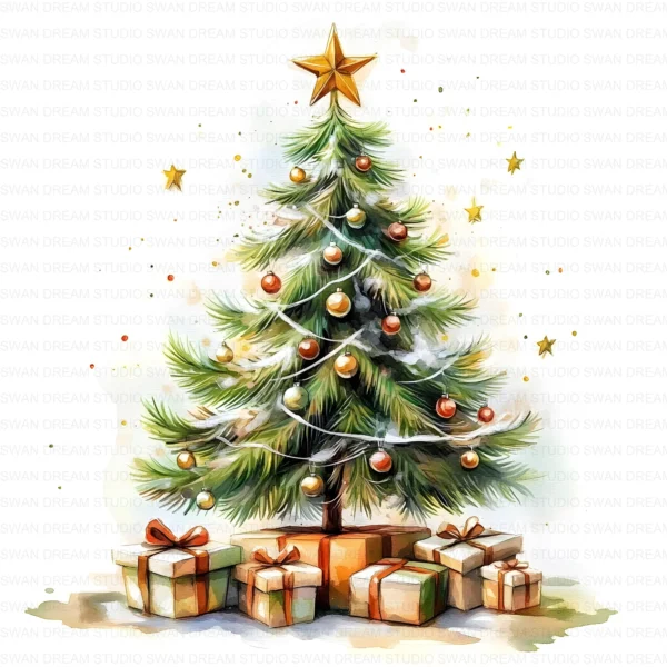 ClipartD25L_t7 Whimsical Christmas Trees Holiday Winter Clipart Bundle Printable JPG Card Making Paper Craft Junk Journal Scrapbooking Digital Download