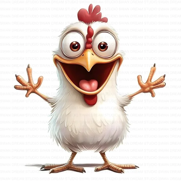 ClipartD26L_t3 Quirky Chicken Cartoon Farm Bird Clipart Bundle Printable JPG Card Making Paper Craft Junk Journal Scrapbooking Digital Download