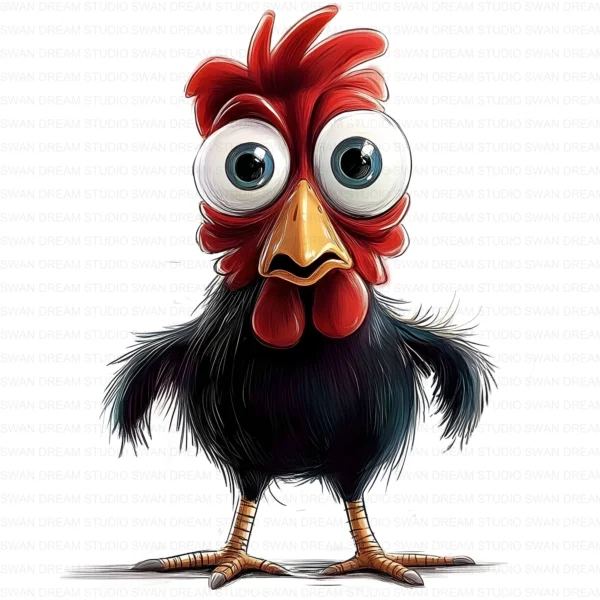 ClipartD26L_t4 Quirky Chicken Cartoon Farm Bird Clipart Bundle Printable JPG Card Making Paper Craft Junk Journal Scrapbooking Digital Download