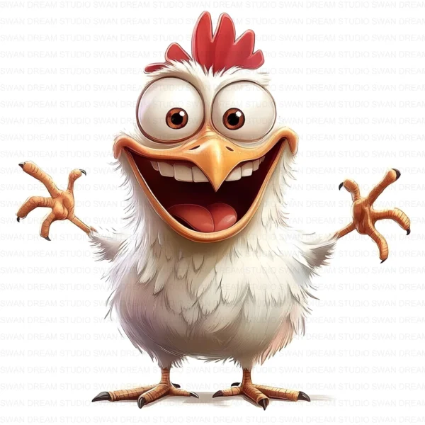 ClipartD26L_t7 Quirky Chicken Cartoon Farm Bird Clipart Bundle Printable JPG Card Making Paper Craft Junk Journal Scrapbooking Digital Download