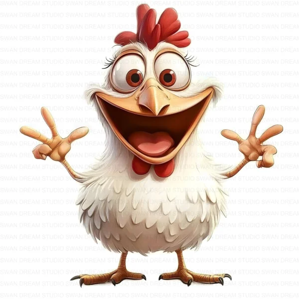 ClipartD26L_t9 Quirky Chicken Cartoon Farm Bird Clipart Bundle Printable JPG Card Making Paper Craft Junk Journal Scrapbooking Digital Download