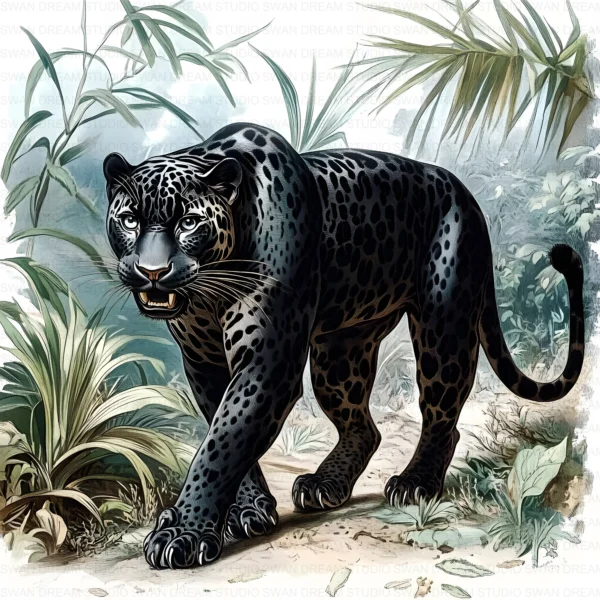 ClipartD28L_t1 Black Panther Forest Wildlife Jungle Clipart Bundle Printable JPG Card Making Paper Craft Junk Journal Scrapbooking Digital Download