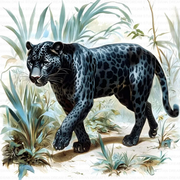 ClipartD28L_t10 Black Panther Forest Wildlife Jungle Clipart Bundle Printable JPG Card Making Paper Craft Junk Journal Scrapbooking Digital Download