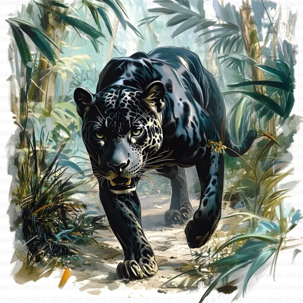 ClipartD28L_t4 Black Panther Forest Wildlife Jungle Clipart Bundle Printable JPG Card Making Paper Craft Junk Journal Scrapbooking Digital Download