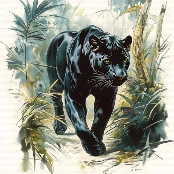 ClipartD28L_t5 Black Panther Forest Wildlife Jungle Clipart Bundle Printable JPG Card Making Paper Craft Junk Journal Scrapbooking Digital Download