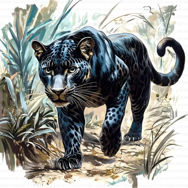 ClipartD28L_t7 Black Panther Forest Wildlife Jungle Clipart Bundle Printable JPG Card Making Paper Craft Junk Journal Scrapbooking Digital Download