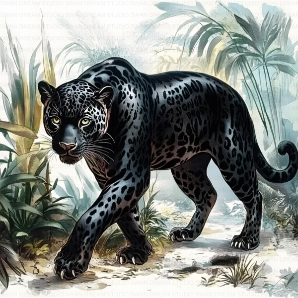 ClipartD28L_t9 Black Panther Forest Wildlife Jungle Clipart Bundle Printable JPG Card Making Paper Craft Junk Journal Scrapbooking Digital Download