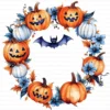 Halloween Spooky Wreath Autumn Decor Clipart Bundle Printable JPG Card Making Paper Craft Junk Journal Scrapbooking Digital Download