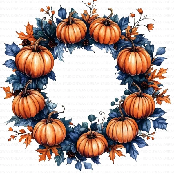 Halloween Spooky Wreath Autumn Decor Clipart Bundle Printable JPG Card Making Paper Craft Junk Journal Scrapbooking Digital Download