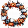 Halloween Spooky Wreath Autumn Decor Clipart Bundle Printable JPG Card Making Paper Craft Junk Journal Scrapbooking Digital Download