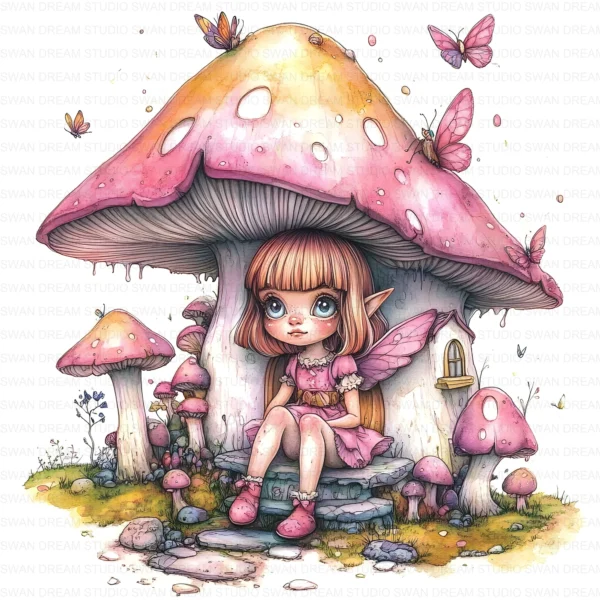 Whimsical Fairy Quirky Girl Fantasy Clipart Bundle Printable JPG Card Making Paper Craft Junk Journal Scrapbooking Digital Download