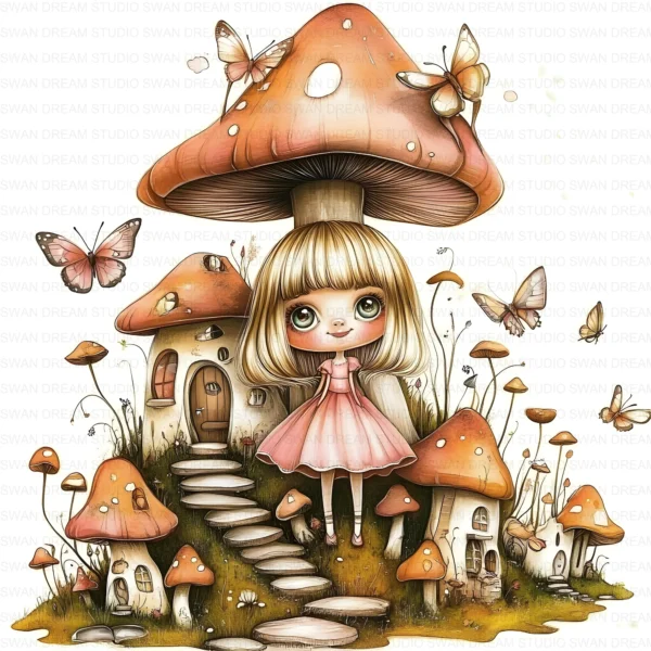 Whimsical Fairy Quirky Girl Fantasy Clipart Bundle Printable JPG Card Making Paper Craft Junk Journal Scrapbooking Digital Download