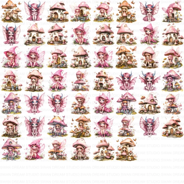 Whimsical Fairy Quirky Girl Fantasy Clipart Bundle Printable JPG Card Making Paper Craft Junk Journal Scrapbooking Digital Download