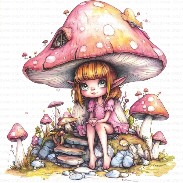 Whimsical Fairy Quirky Girl Fantasy Clipart Bundle Printable JPG Card Making Paper Craft Junk Journal Scrapbooking Digital Download