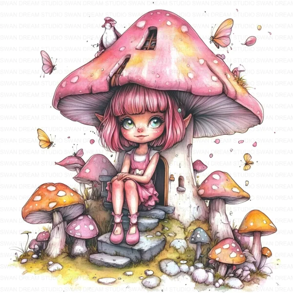 Whimsical Fairy Quirky Girl Fantasy Clipart Bundle Printable JPG Card Making Paper Craft Junk Journal Scrapbooking Digital Download