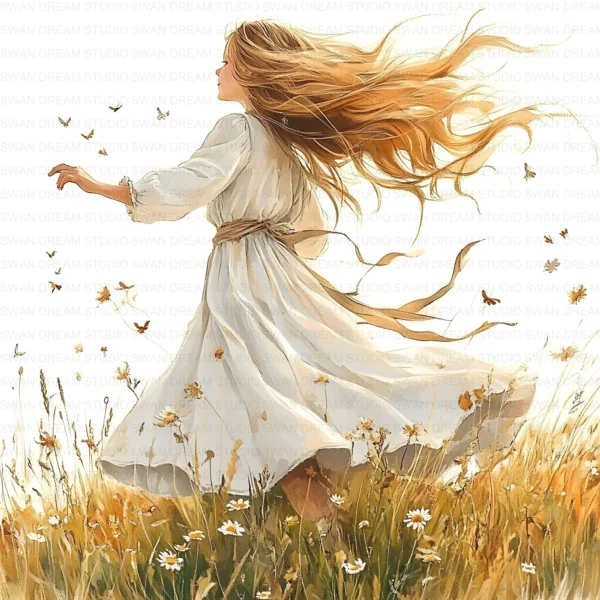 Quirky Girl Dancing Cute Character Clipart Bundle Printable JPG Card Making Paper Craft Junk Journal Scrapbooking Digital Download