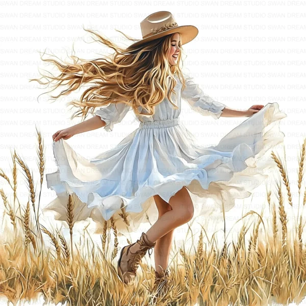 Quirky Girl Dancing Cute Character Clipart Bundle Printable JPG Card Making Paper Craft Junk Journal Scrapbooking Digital Download