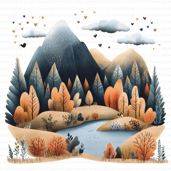 Boho Mountain Landscape Nature Scenic Clipart Bundle Printable JPG Card Making Paper Craft Junk Journal Scrapbooking Digital Download