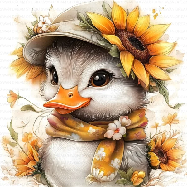 Quirky Duck Floral Cute Bird Clipart Bundle Printable JPG Card Making Paper Craft Junk Journal Scrapbooking Digital Download