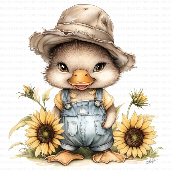 Quirky Duck Floral Cute Bird Clipart Bundle Printable JPG Card Making Paper Craft Junk Journal Scrapbooking Digital Download