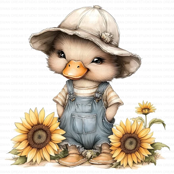 Quirky Duck Floral Cute Bird Clipart Bundle Printable JPG Card Making Paper Craft Junk Journal Scrapbooking Digital Download