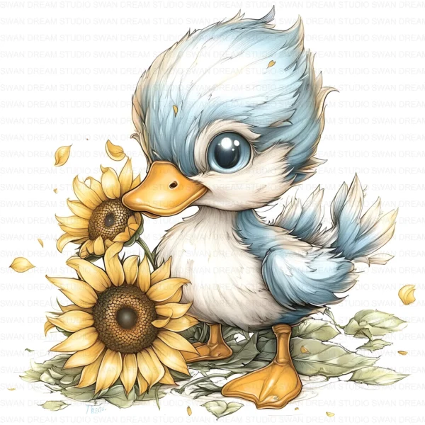 Quirky Duck Floral Cute Bird Clipart Bundle Printable JPG Card Making Paper Craft Junk Journal Scrapbooking Digital Download