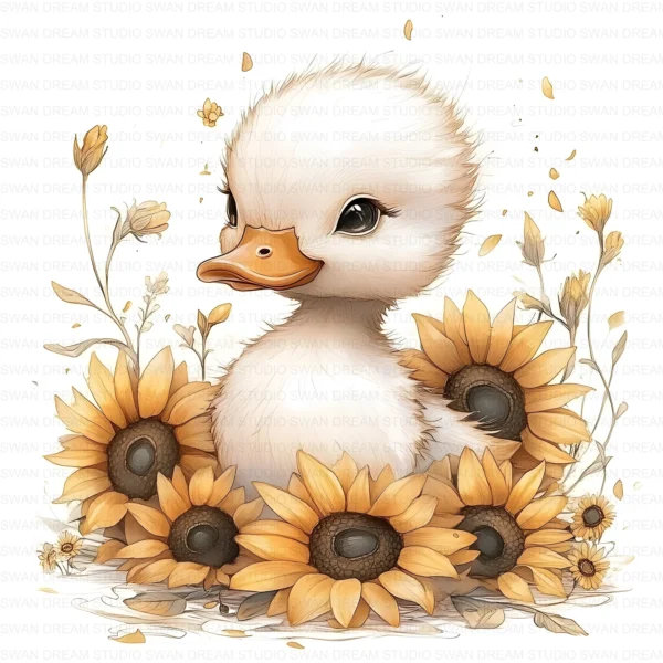 Quirky Duck Floral Cute Bird Clipart Bundle Printable JPG Card Making Paper Craft Junk Journal Scrapbooking Digital Download