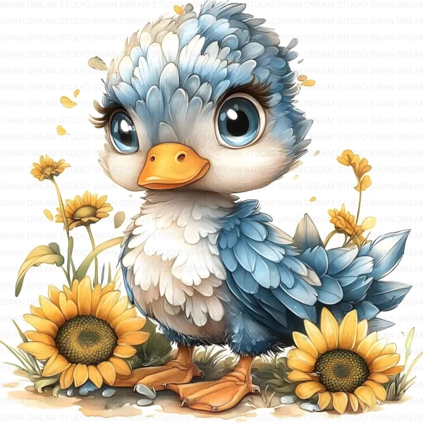 Quirky Duck Floral Cute Bird Clipart Bundle Printable JPG Card Making Paper Craft Junk Journal Scrapbooking Digital Download