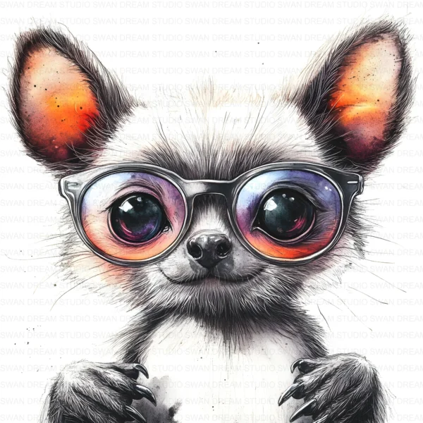 Quirky Monkey Glasses Funny Animal Clipart Bundle Printable JPG Card Making Paper Craft Junk Journal Scrapbooking Digital Download