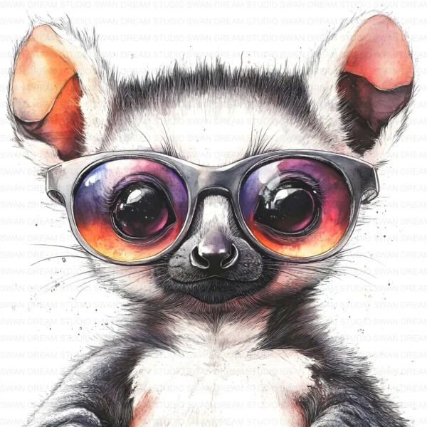 Quirky Monkey Glasses Funny Animal Clipart Bundle Printable JPG Card Making Paper Craft Junk Journal Scrapbooking Digital Download