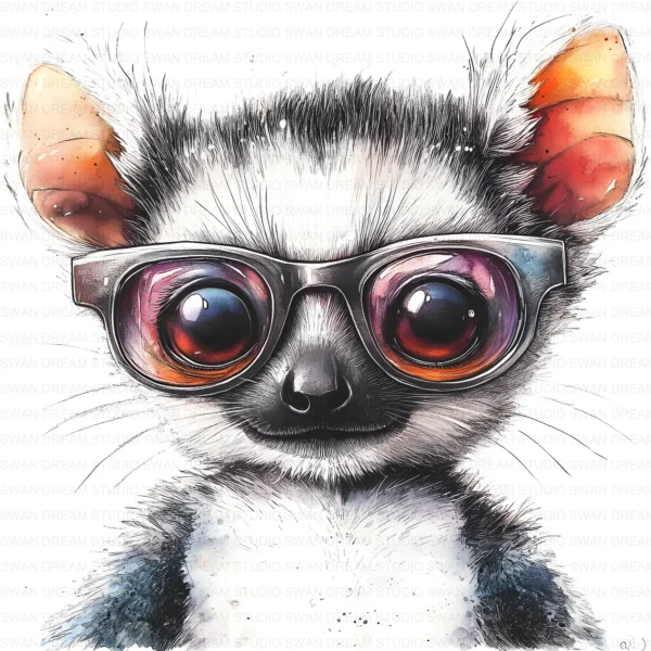 Quirky Monkey Glasses Funny Animal Clipart Bundle Printable JPG Card Making Paper Craft Junk Journal Scrapbooking Digital Download