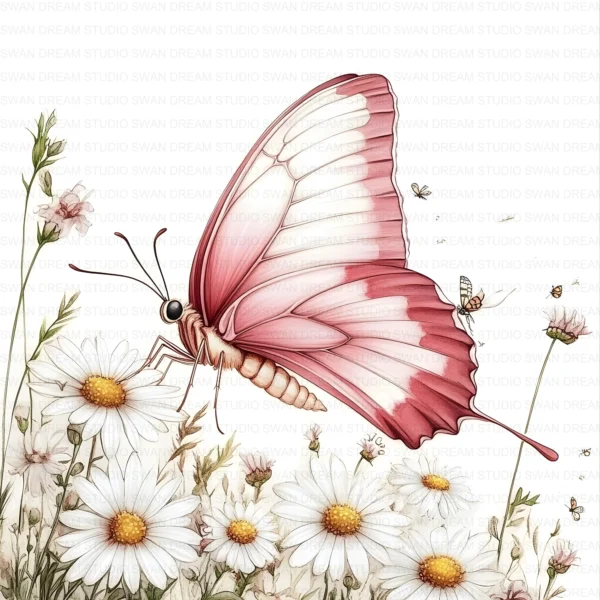 Whimsical Floral Butterfly Spring Nature Clipart Bundle Printable JPG Card Making Paper Craft Junk Journal Scrapbooking Digital Download