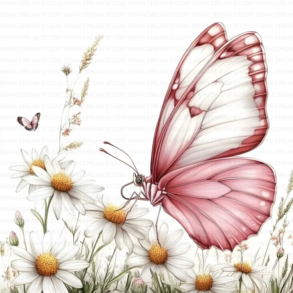 Whimsical Floral Butterfly Spring Nature Clipart Bundle Printable JPG Card Making Paper Craft Junk Journal Scrapbooking Digital Download