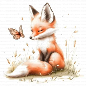 ClipartD38L_t3 Quirky Fox Butterfly Woodland Animal Clipart Bundle Printable JPG Card Making Paper Craft Junk Journal Scrapbooking Digital Download