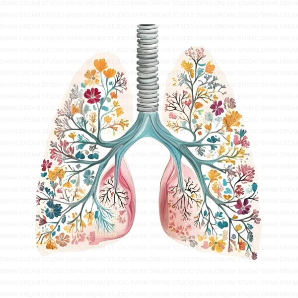 Floral Lung Anatomy Medical Botanical Clipart Bundle Printable JPG Card Making Paper Craft Junk Journal Scrapbooking Digital Download