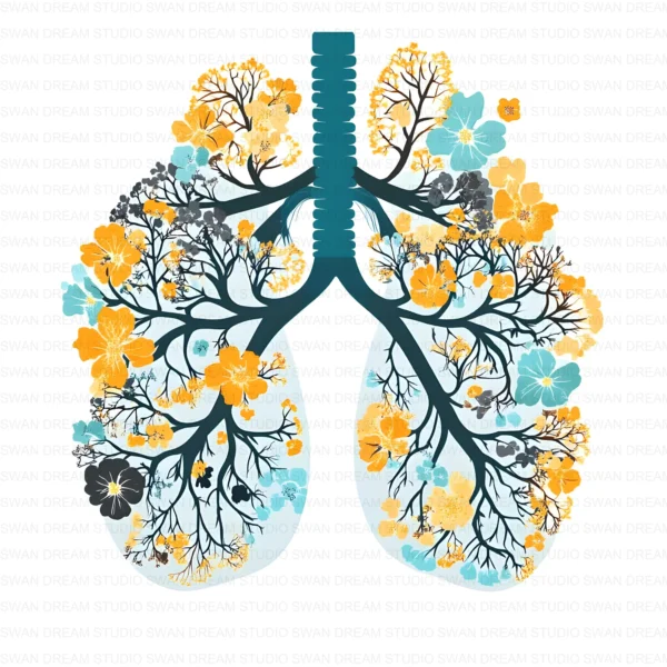 Floral Lung Anatomy Medical Botanical Clipart Bundle Printable JPG Card Making Paper Craft Junk Journal Scrapbooking Digital Download