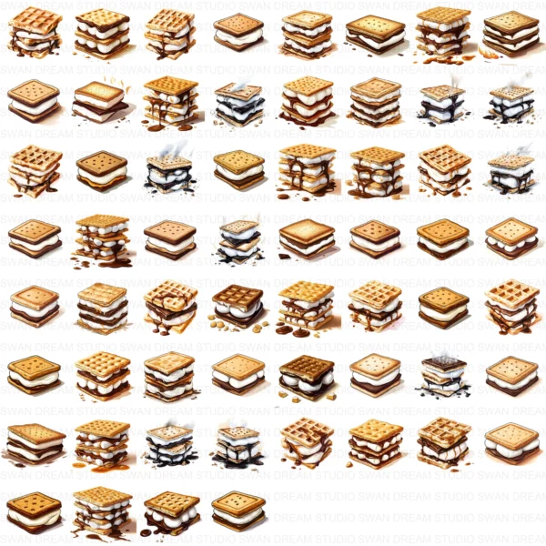ClipartD40L_t14 Smores Chocolate Dessert Cookie Sweet Treat Clipart Bundle Printable JPG Card Making Paper Craft Junk Journal Scrapbooking Digital Download