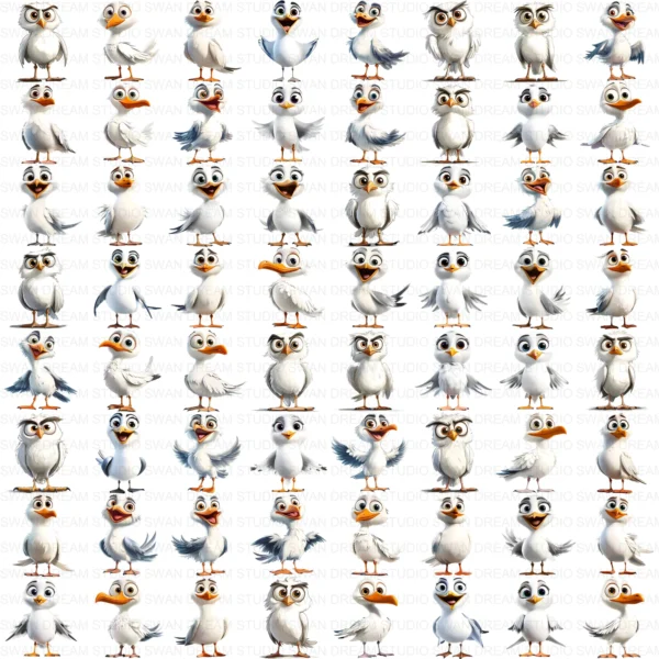 Quirky Seagull Silly Coastal Bird Clipart Bundle Printable JPG Card Making Paper Craft Junk Journal Scrapbooking Digital Download