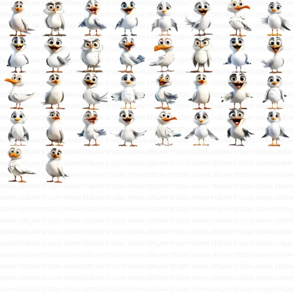 Quirky Seagull Silly Coastal Bird Clipart Bundle Printable JPG Card Making Paper Craft Junk Journal Scrapbooking Digital Download