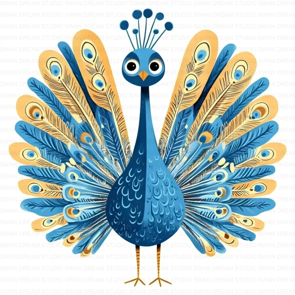ClipartD42L_t10 Quirky Peacock Whimsical Bird Clipart Bundle Printable JPG Card Making Paper Craft Junk Journal Scrapbooking Digital Download