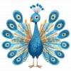 ClipartD42L_t5 Quirky Peacock Whimsical Bird Clipart Bundle Printable JPG Card Making Paper Craft Junk Journal Scrapbooking Digital Download
