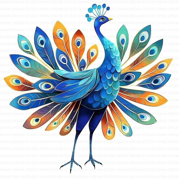 ClipartD42L_t6 Quirky Peacock Whimsical Bird Clipart Bundle Printable JPG Card Making Paper Craft Junk Journal Scrapbooking Digital Download