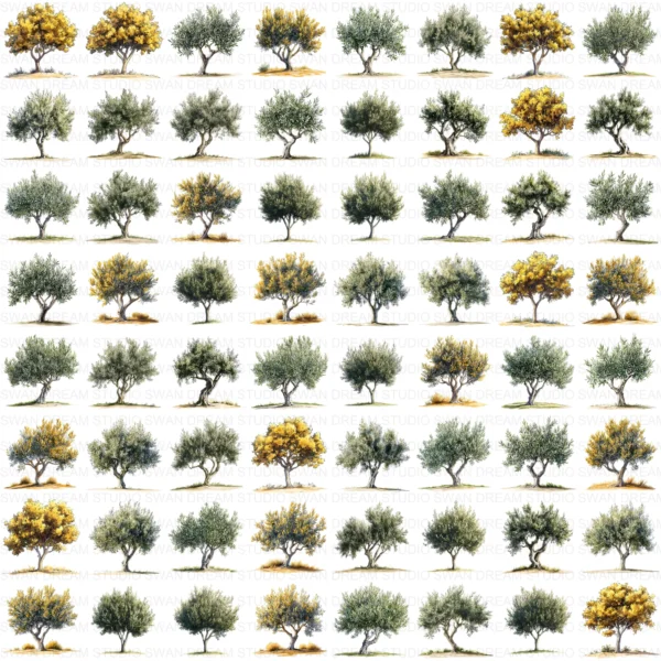 ClipartD5L_t14 Oak Tree Nature Woodland Botanical Clipart Bundle Printable JPG Card Making Paper Craft Junk Journal Scrapbooking Digital Download