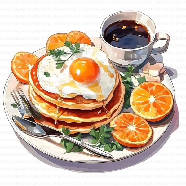 Breakfast Brunch Food Coffee Pastry Clipart Bundle Printable JPG Card Making Paper Craft Junk Journal Scrapbooking Digital Download