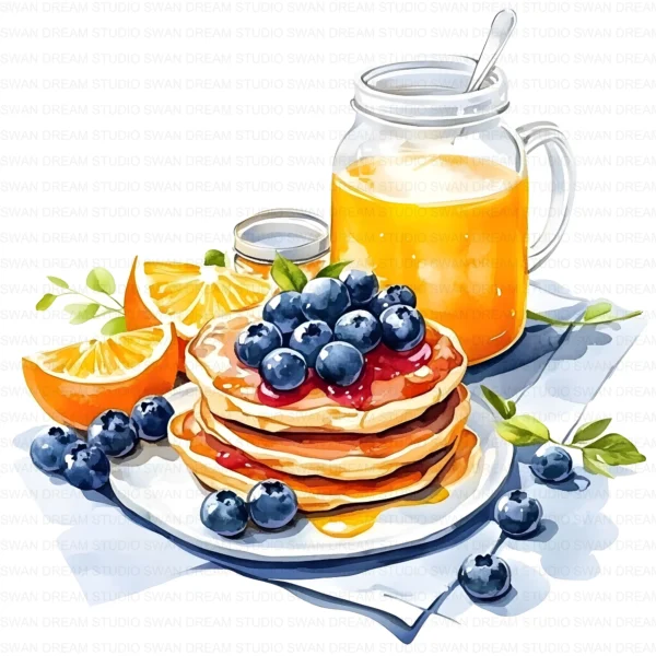 Breakfast Brunch Food Coffee Pastry Clipart Bundle Printable JPG Card Making Paper Craft Junk Journal Scrapbooking Digital Download