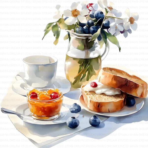 Breakfast Brunch Food Coffee Pastry Clipart Bundle Printable JPG Card Making Paper Craft Junk Journal Scrapbooking Digital Download