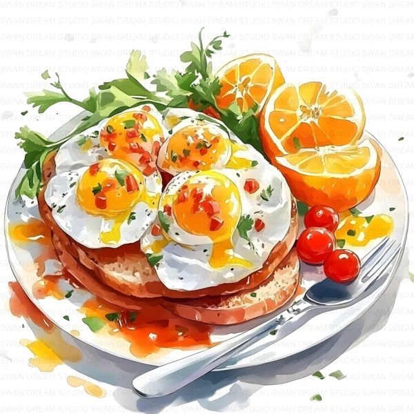 Breakfast Brunch Food Coffee Pastry Clipart Bundle Printable JPG Card Making Paper Craft Junk Journal Scrapbooking Digital Download