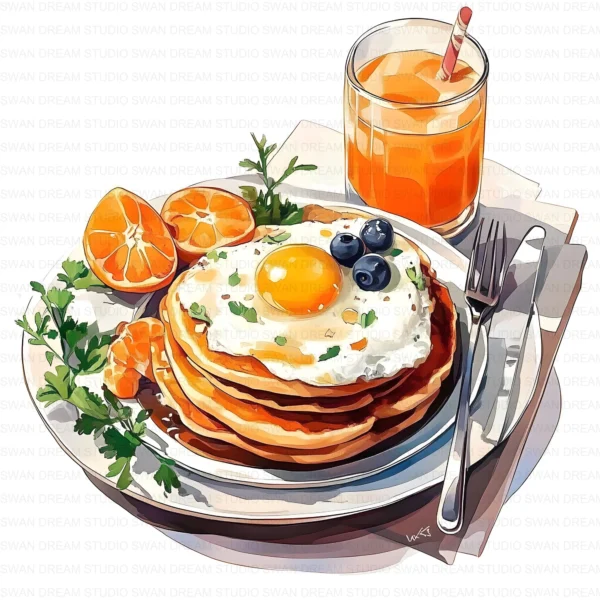 Breakfast Brunch Food Coffee Pastry Clipart Bundle Printable JPG Card Making Paper Craft Junk Journal Scrapbooking Digital Download