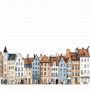 ClipartD7L_t1 Winter Townhouses Snowy City Homes Clipart Bundle Printable JPG Card Making Paper Craft Junk Journal Scrapbooking Digital Download